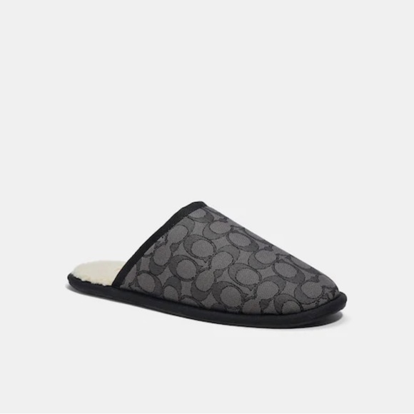 Coach Men's Slipper In Signature Jacquard - Colour: Smoke Coal/Black - Size: 7 - Picture 1 of 5